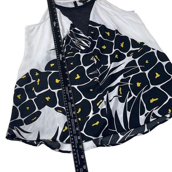 Worthington Shirt High Neck Sleeveless Women's Halter Pineapple Print Black Smal - Picture 7 of 8